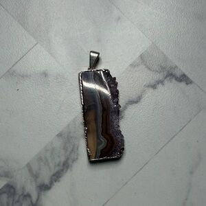 Agate Slice Druzy Pendant in Purple and Brown